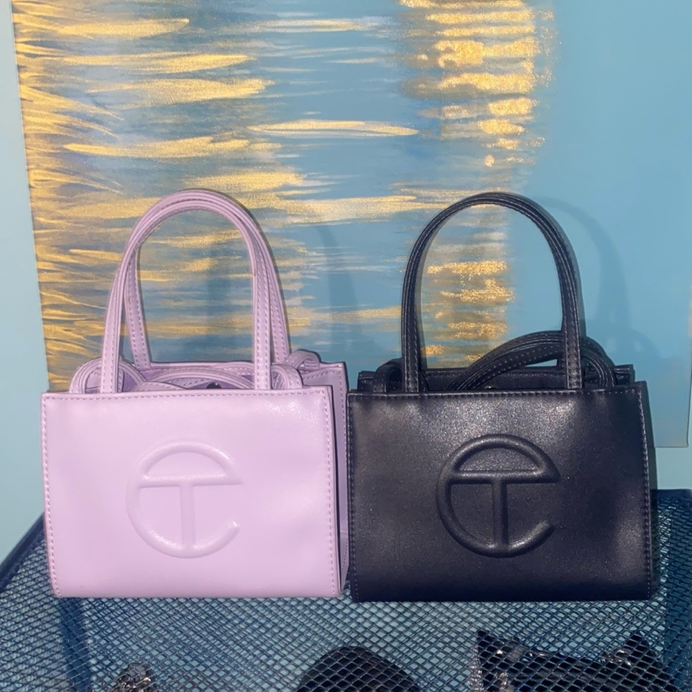 2 small Telfar shopping bags- lavender and navy